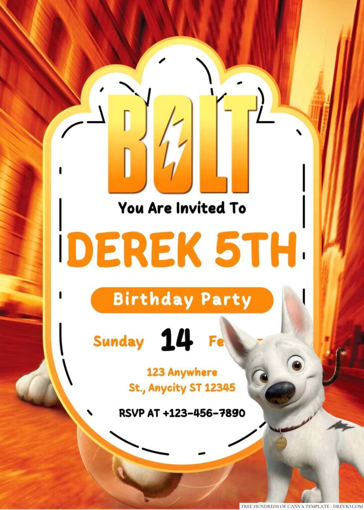 Disney's Bolt Birthday Invitation