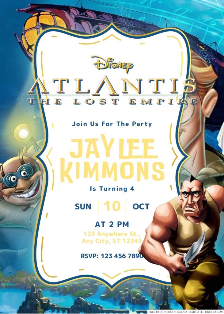 Atlantis The Lost Empire Birthday Invitation
