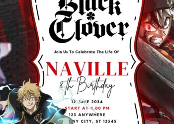 Black Clover Birthday Invitation