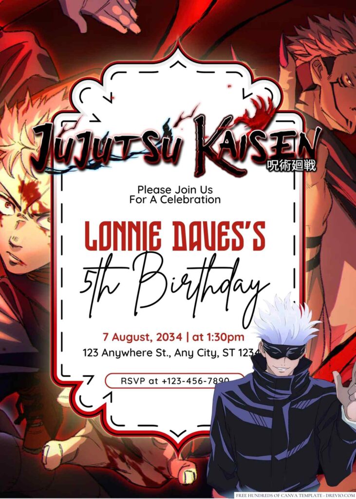 Jujutsu Kaisen Birthday Invitation