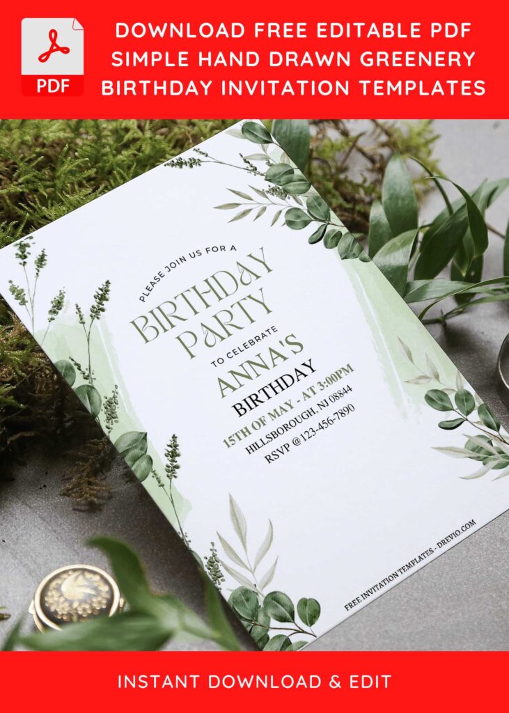 Invitation Template of (Free Editable PDF) Dusty Bohemian Greenery Birthday Invitation Templates 7