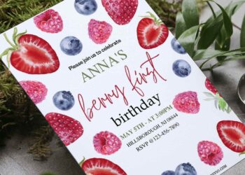 (Free Editable PDF) Strawberry First Birthday Invitation Templates