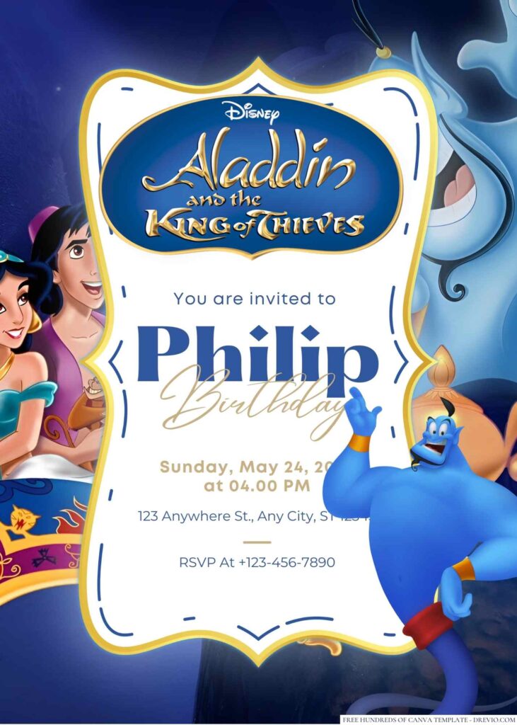 Aladdin and the King of Thieves Birthday Invitation