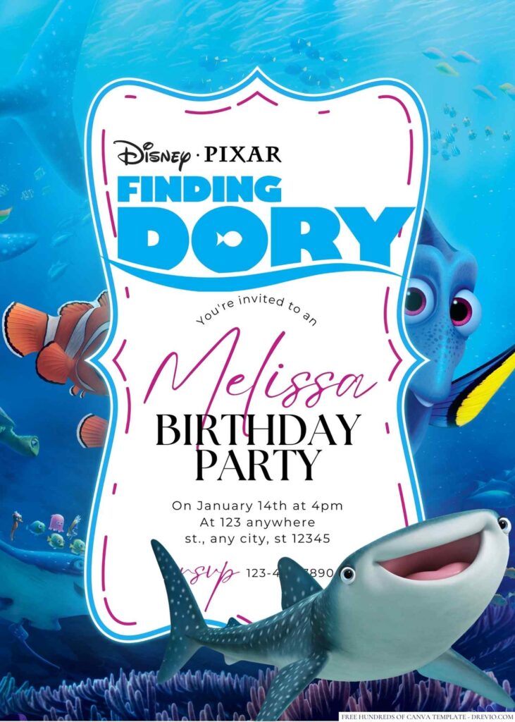 Finding Dory Birthday Invitation