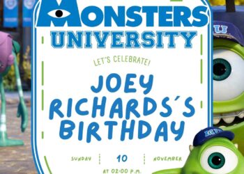 Monsters University Birthday Invitation