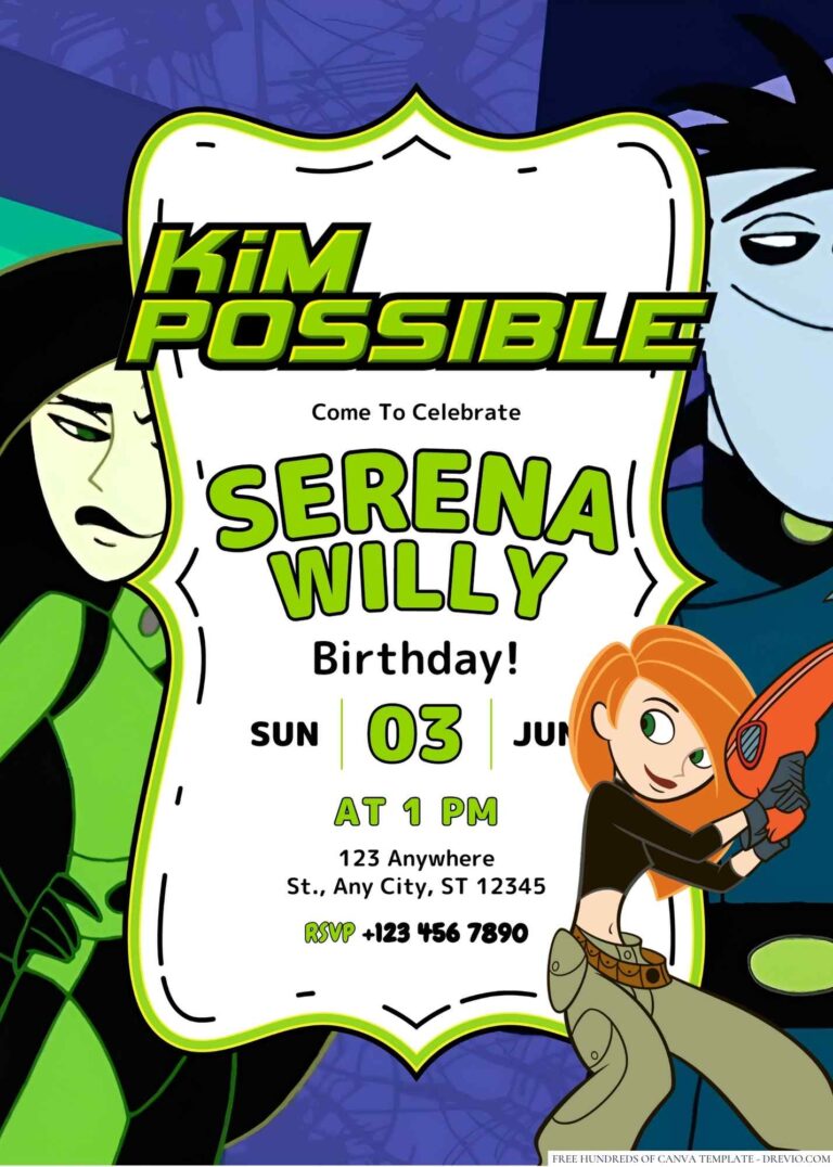 Kim Possible A Sitch In Time Canva Birthday Invitation Templates Download Hundreds FREE