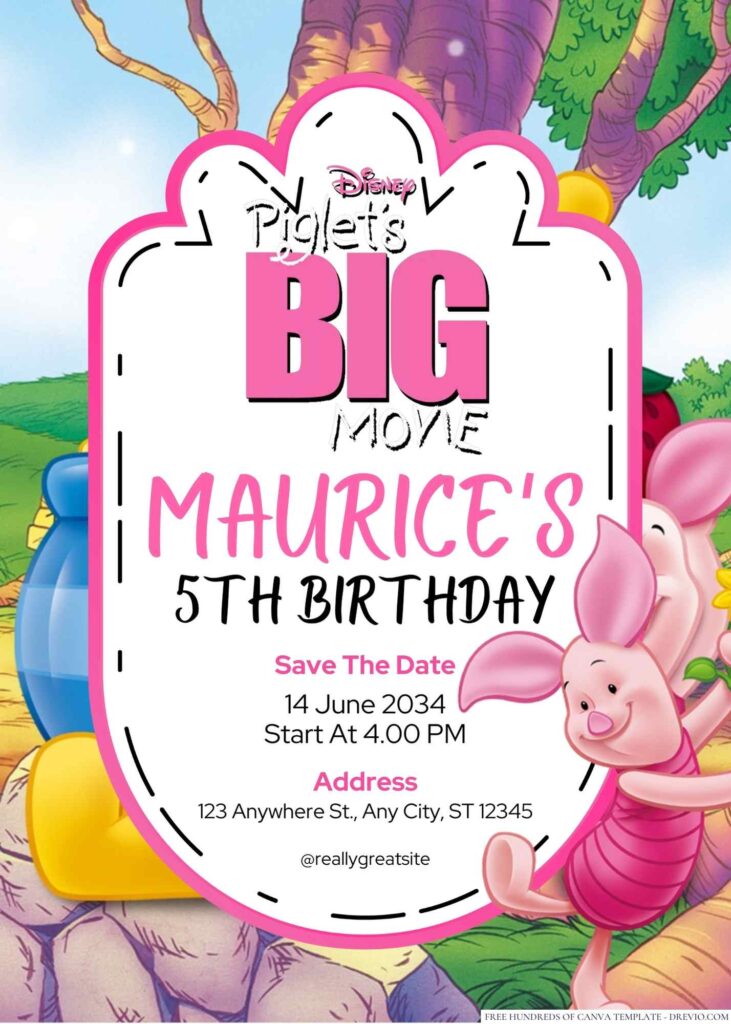 Piglet's Big Movie Birthday Invitation