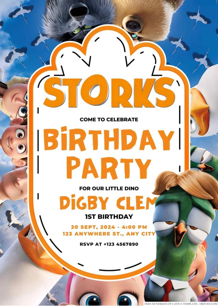 Storks Birthday Invitation