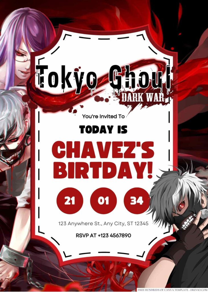 Tokyo Ghoul Birthday Invitation