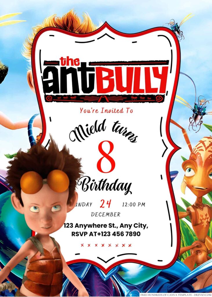 Invitation Template of 20+ The Ant Bully Canva Birthday Invitation Templates 4