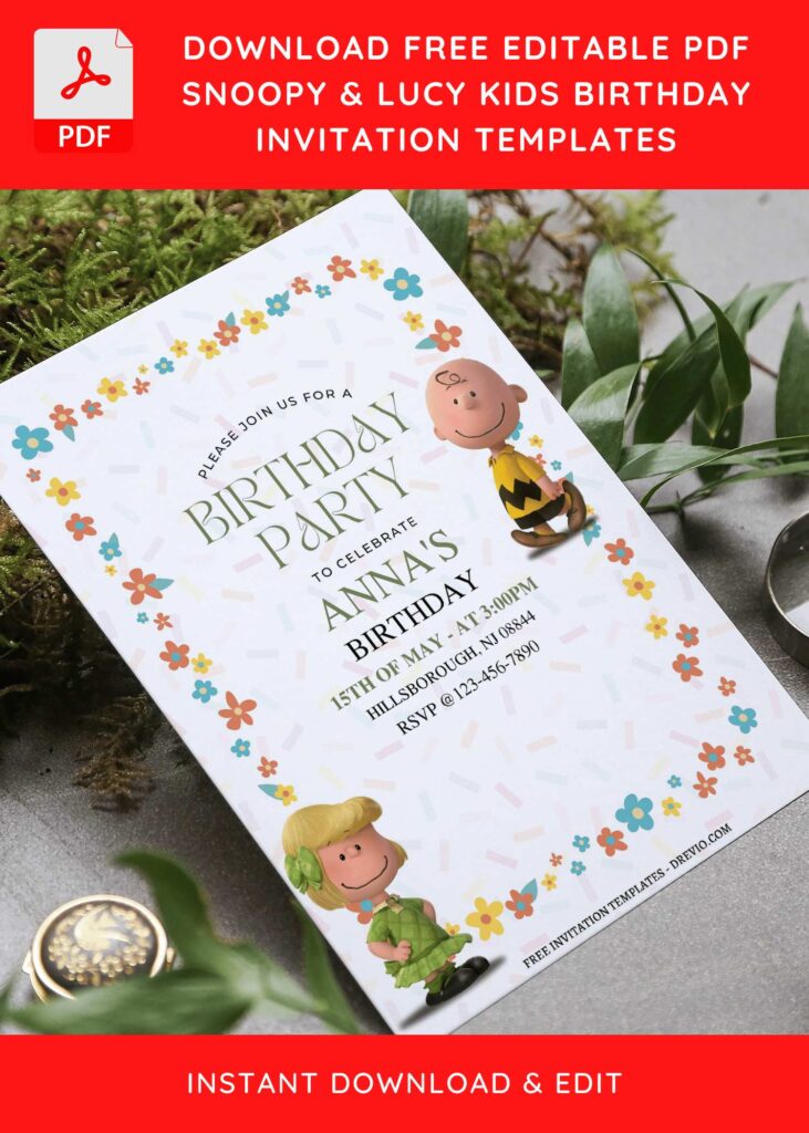 Invitation Template of (Free Editable PDF) Snoopy And Lucy Birthday Invitation Templates 7