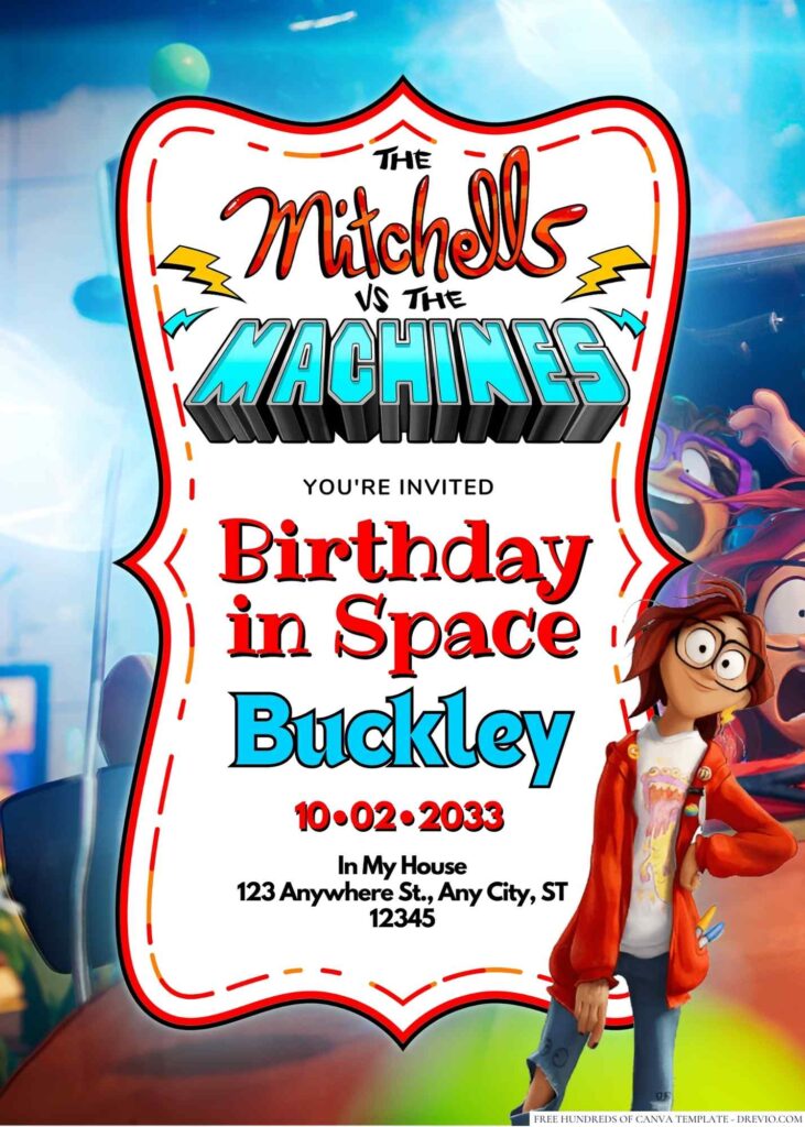 The Mitchells vs. the Machines Birthday Invitation