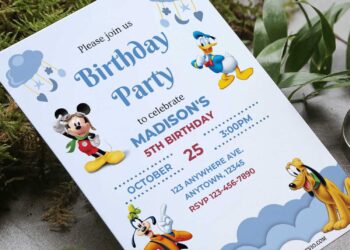 (Free Editable PDF) Lovely Cute Mickey Mouse Birthday Invitation Templates
