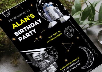 (Free Editable PDF) Skywalker Sage Lego Star Wars Birthday Invitation Templates