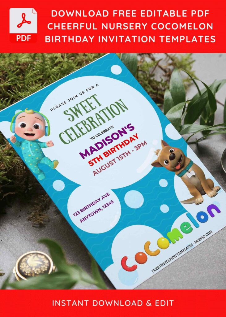 Invitation Template of (Free Editable PDF) Cheerful Cocomelon Birthday Invitation Templates 4