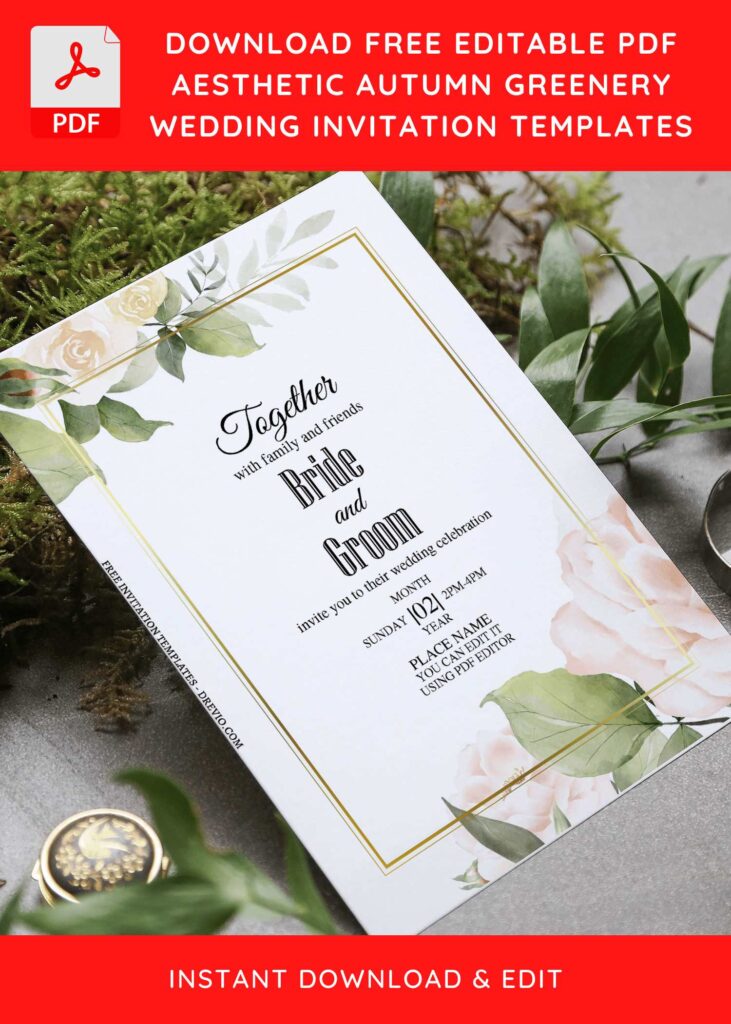 Invitation Template of (Free Editable PDF) Autumn Floral And Greenery Wedding Invitation Templates 3