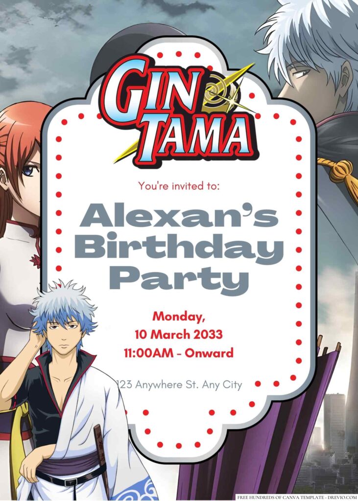 Gintama Birthday Invitation
