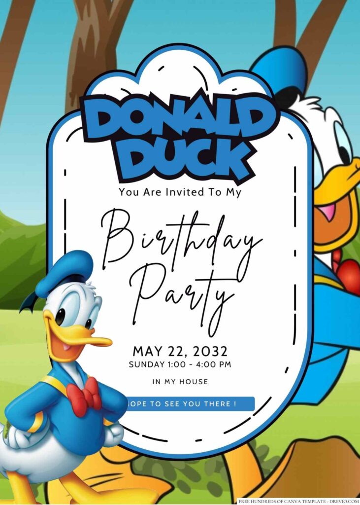 Donald Duck Birthday Invitation