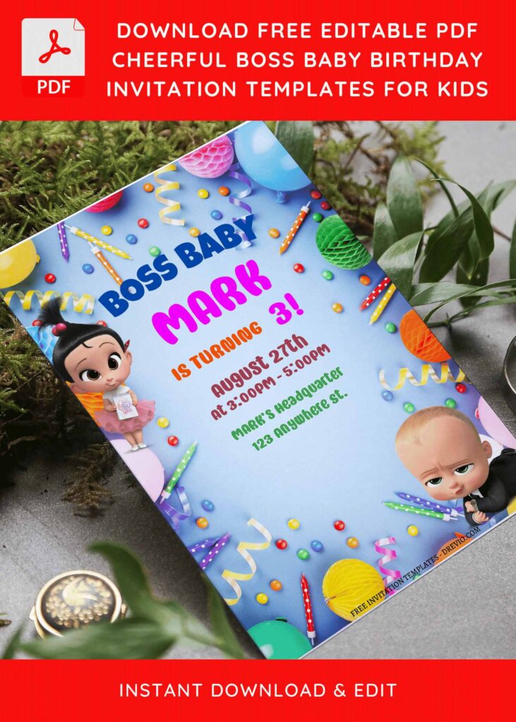 Invitation Template of (Free Editable PDF) Get Ready To Party Like Boss Baby Birthday Invitation Templates 6