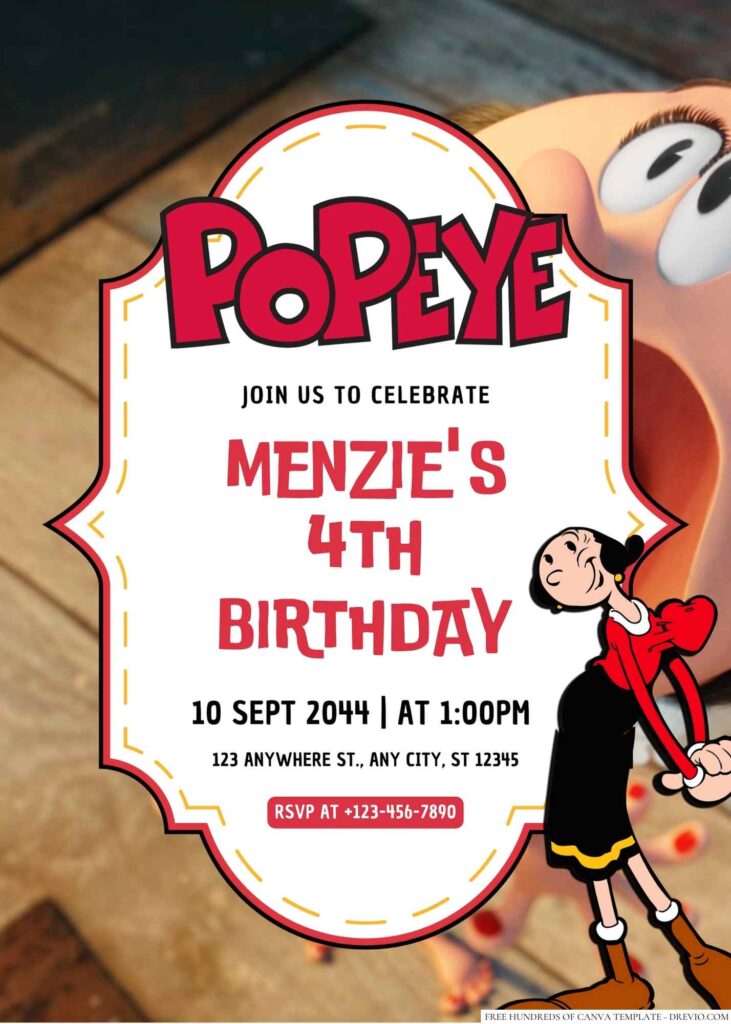 Olive Oyl Birthday Invitation