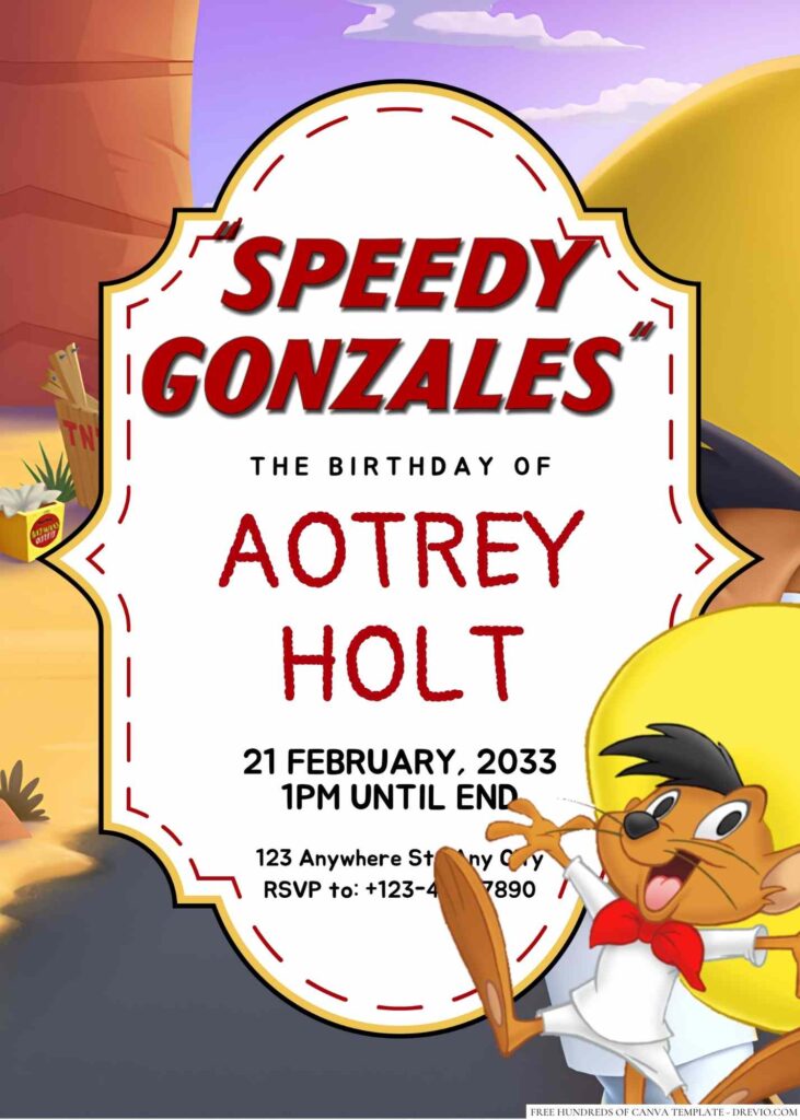 Speedy Gonzales Birthday Invitation