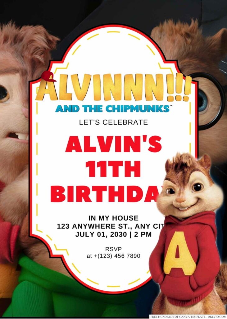 Alvin and the Chipmunks Birthday Invitation