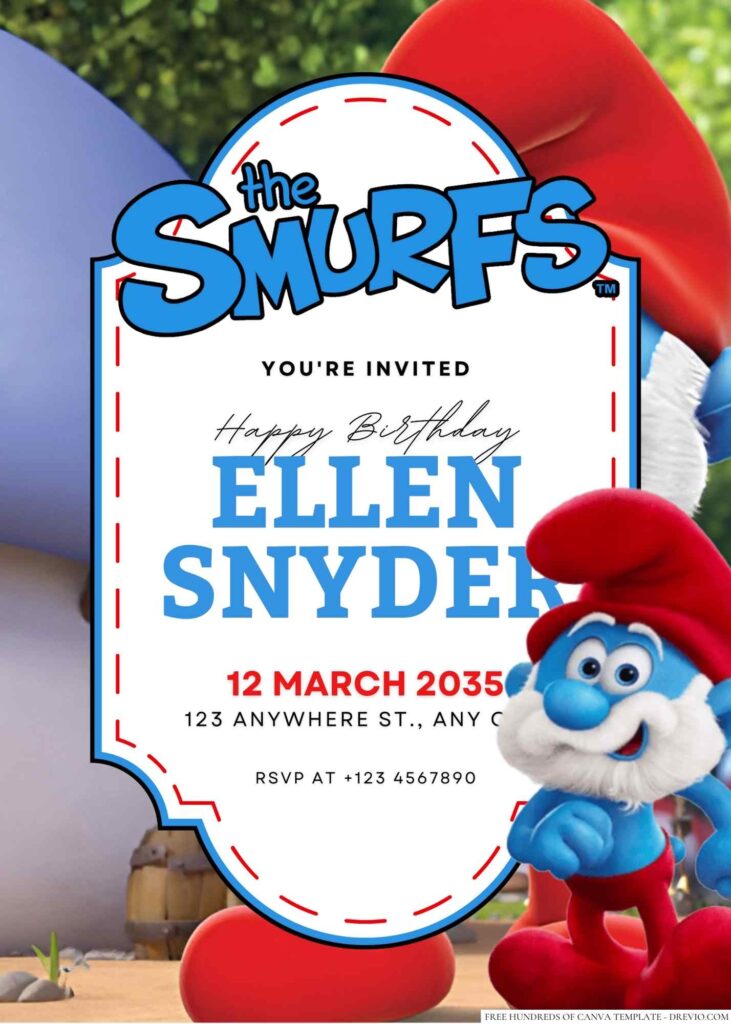 Papa Smurf Birthday Invitation