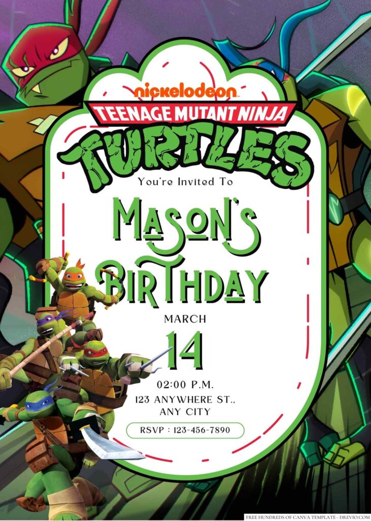 Teenage Mutant Ninja Turtles Birthday Invitation