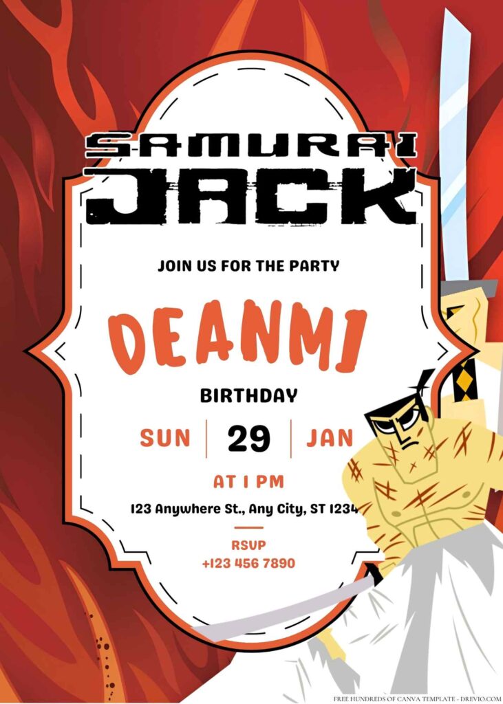 Samurai Jack Birthday Invitation