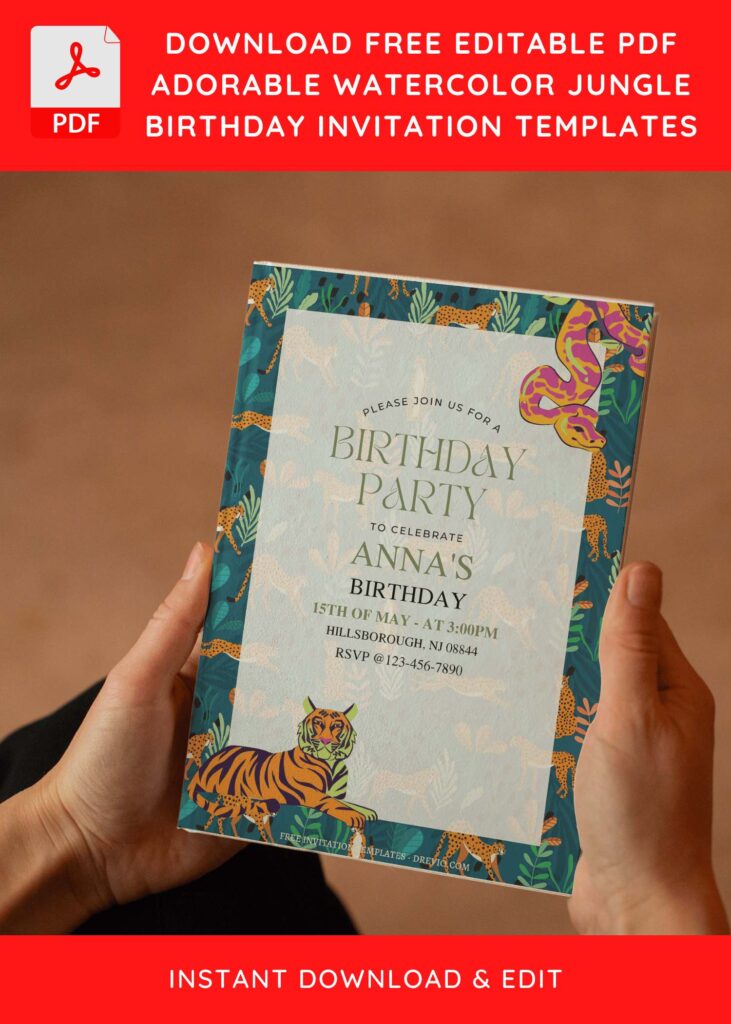 Invitation Template of (Free Editable PDF) Chic Jungle Animal Birthday Invitation Templates 5