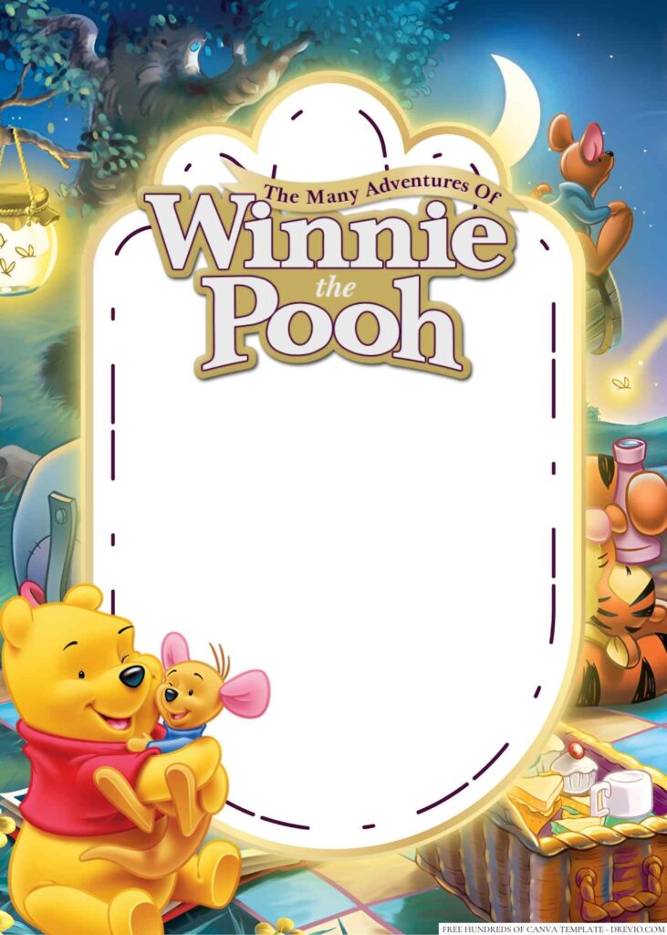 Invitation Template of 14+ The Many Adventures of Winnie the Pooh Canva Birthday Invitation Templates 3