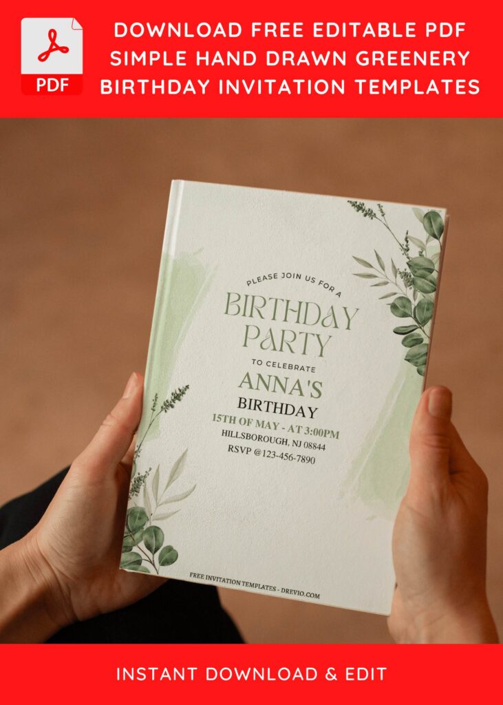 Invitation Template of (Free Editable PDF) Dusty Bohemian Greenery Birthday Invitation Templates 6