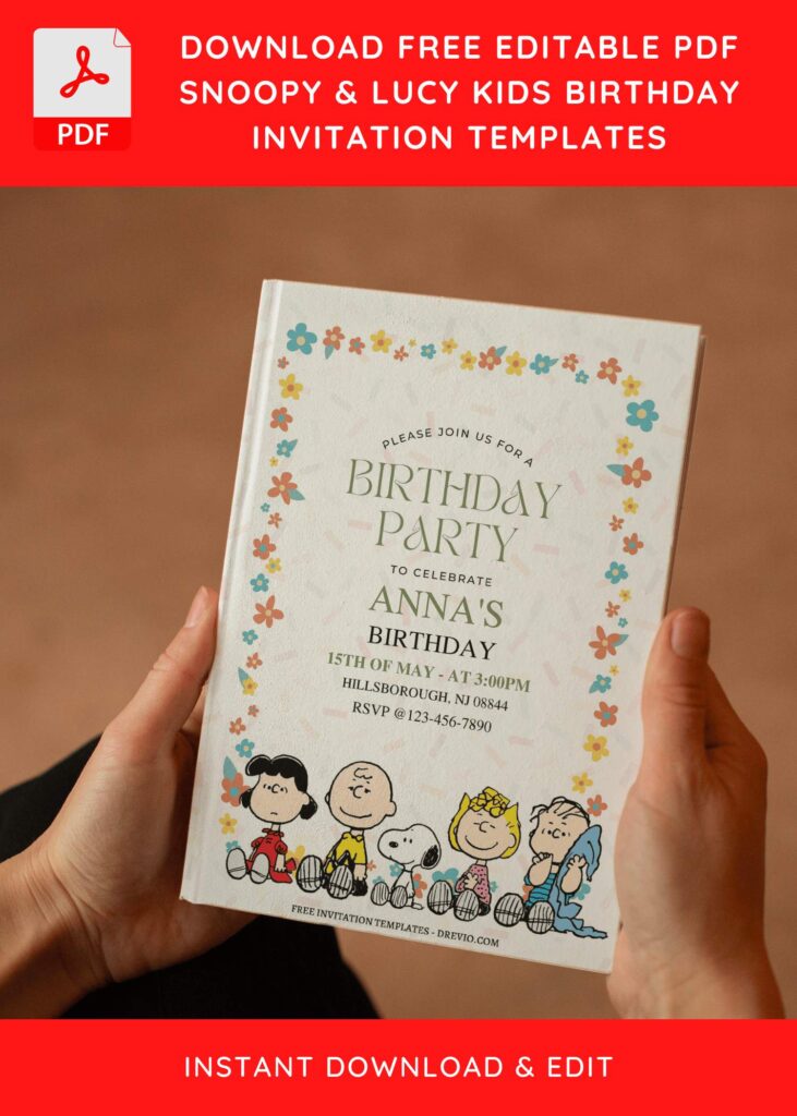 Invitation Template of (Free Editable PDF) Snoopy And Lucy Birthday Invitation Templates 6