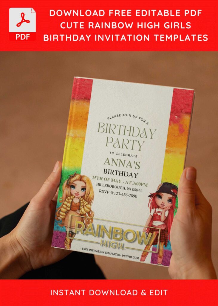 Invitation Template of (Free Editable PDF) Lovely Rainbow High Birthday Invitation Templates 5