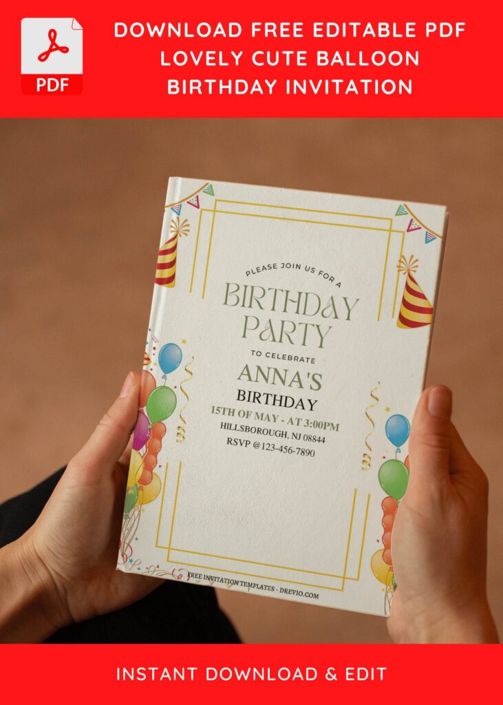 Invitation Template of (Free Editable PDF) Lovely Kids Birthday Party Invitation Templates 5