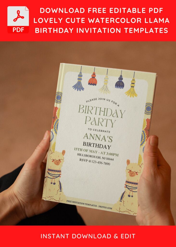 Invitation Template of (Free Editable PDF) Adorable & Chic Llama Birthday Invitation Templates 6