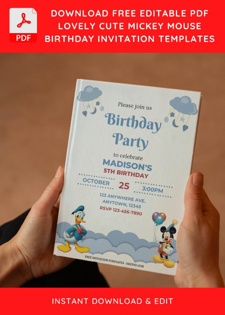 Invitation Template of (Free Editable PDF) Lovely Cute Mickey Mouse Birthday Invitation Templates 5