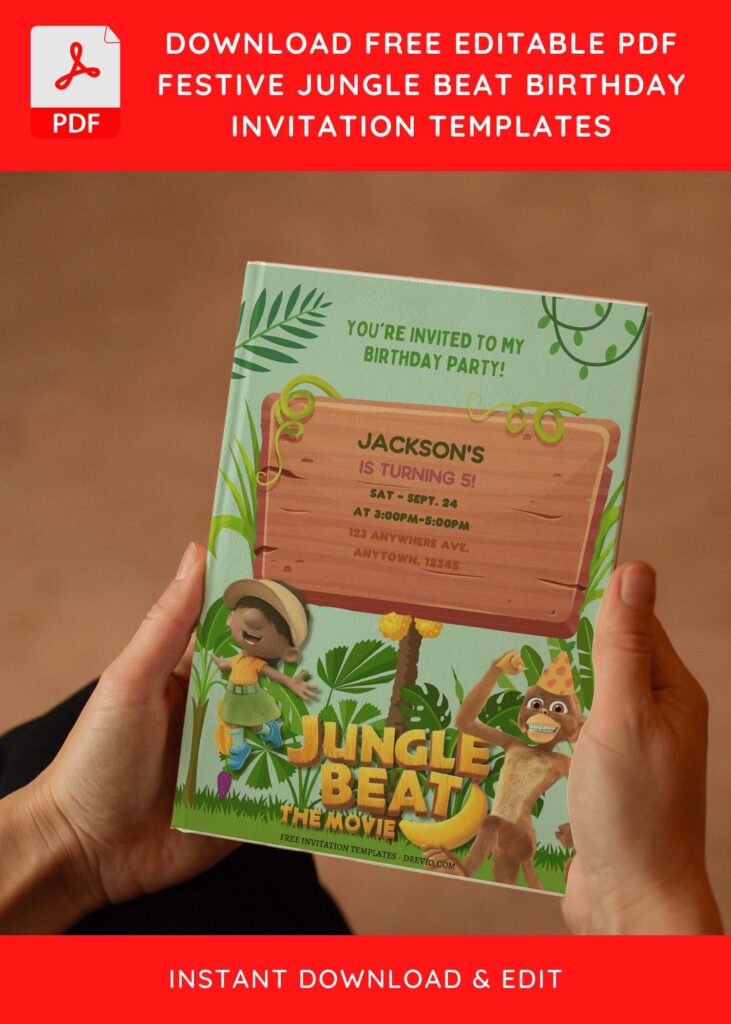 Invitation Template of (Free Editable PDF) Jungle Beat The Movie Birthday Invitation Templates 5