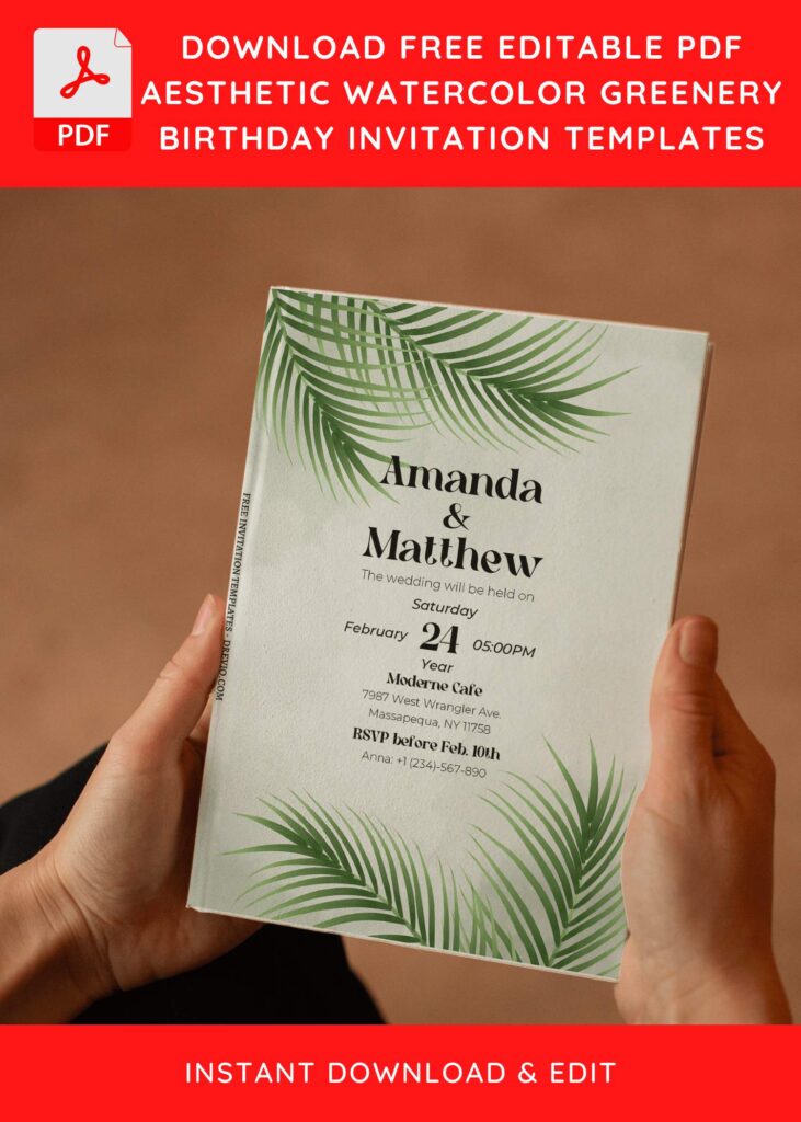 Invitation Template of (Free Editable PDF) Summer Tropical Greenery Wedding Invitation Templates 5