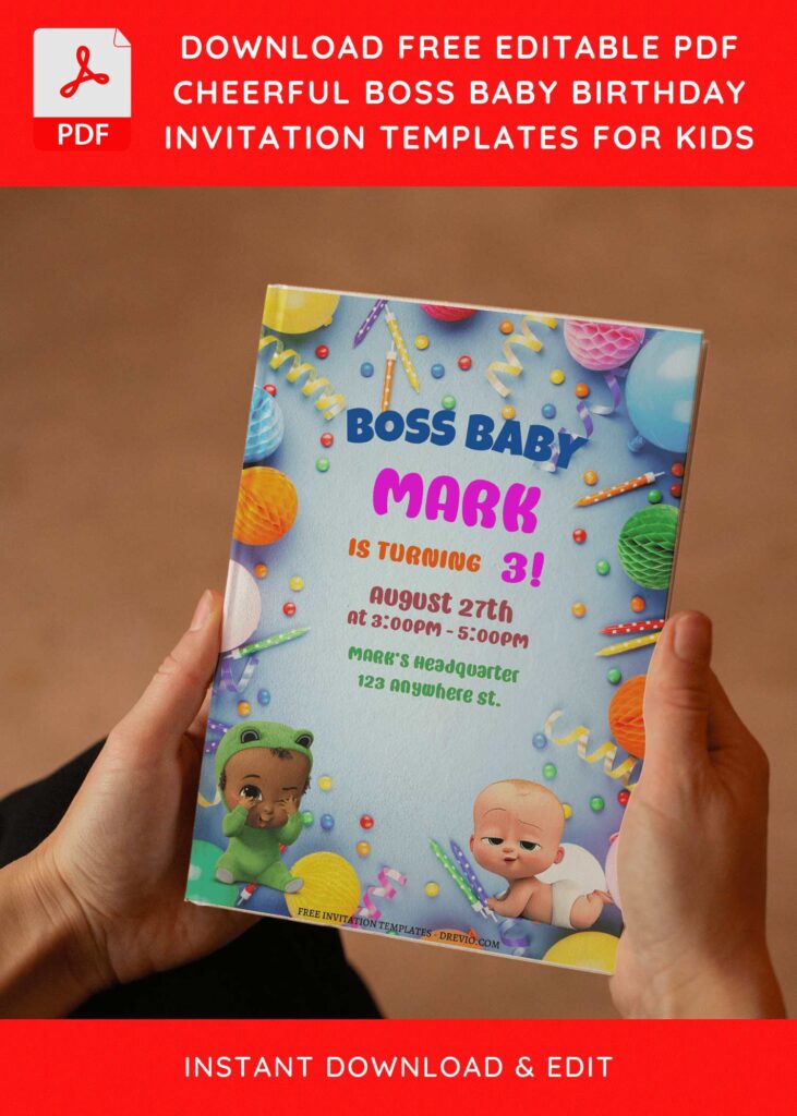 Invitation Template of (Free Editable PDF) Get Ready To Party Like Boss Baby Birthday Invitation Templates 5