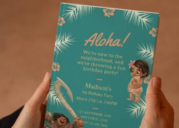 (Free Editable PDF) Hawaiian Luau Moana Birthday Invitation Templates E