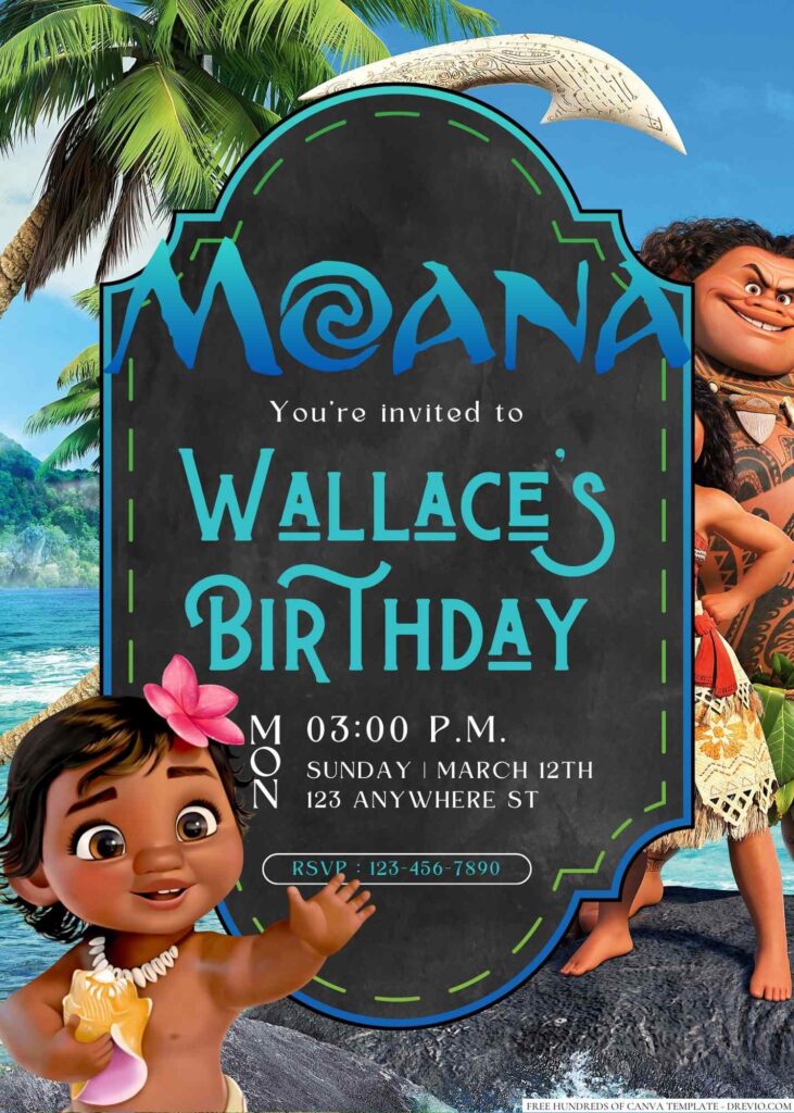 Moana Birthday Invitation