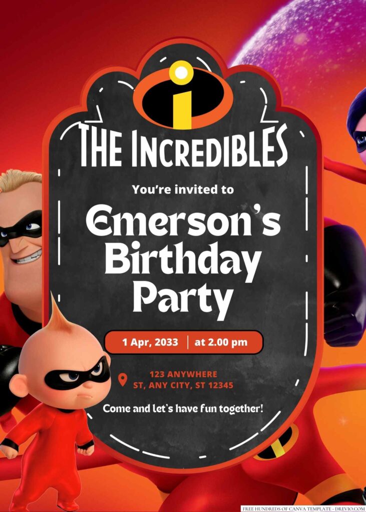 The Incredibles Birthday Invitation