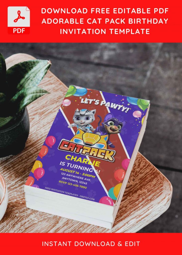 Invitation Template of (Free Editable PDF) Cheerful Cat Pack PAW Patrol Birthday Invitation Templates 2