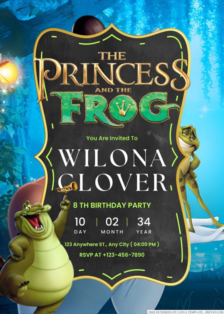 The Princess and the Frog Birthday Invitation