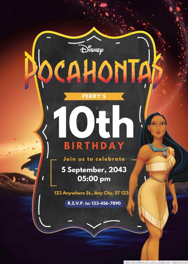 Pocahontas Birthday Invitation