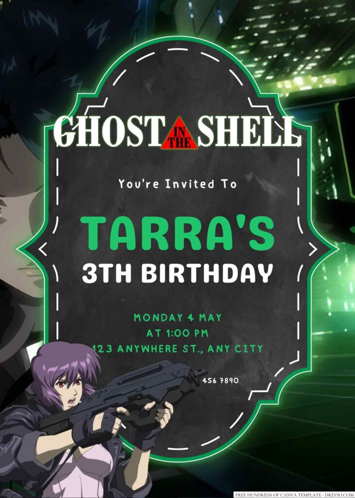 Ghost in the Shell Birthday Invitation