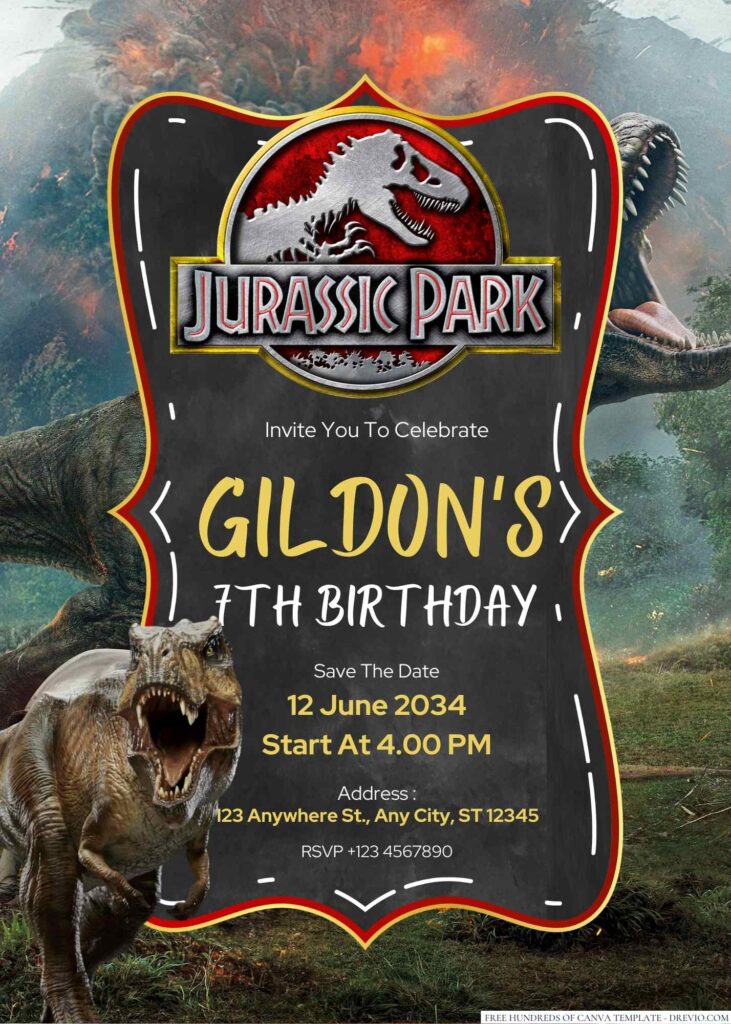 Jurassic Park Birthday Invitation