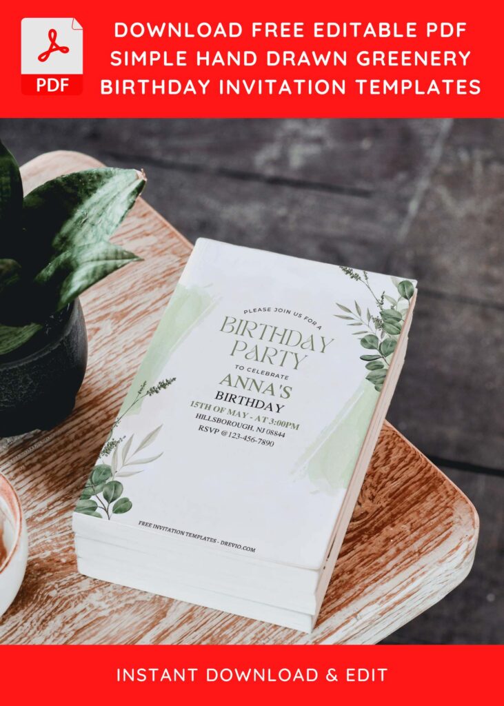 Invitation Template of (Free Editable PDF) Dusty Bohemian Greenery Birthday Invitation Templates 5