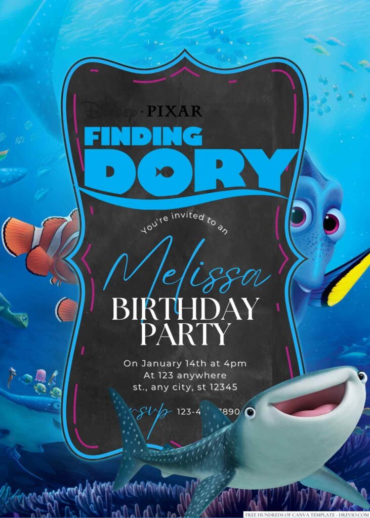 Finding Dory Birthday Invitation